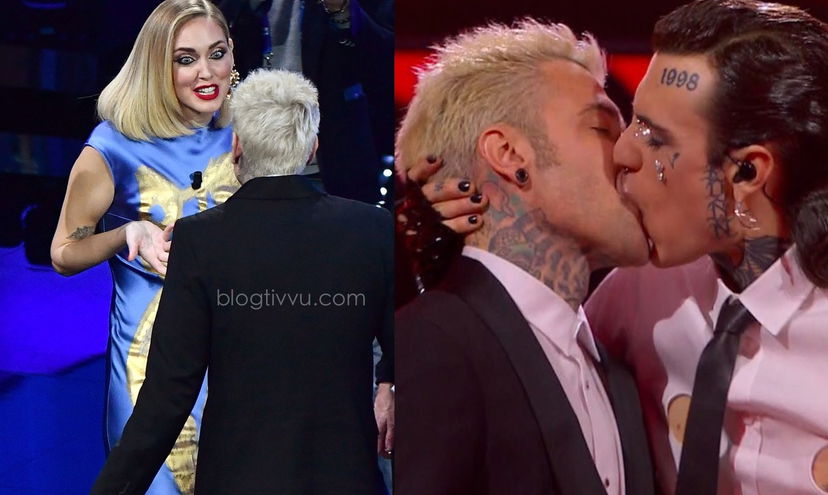 Rosa Chemical bacia Fedez sulla bocca a Sanremo 2023: la reazione di Chiara Ferragni (e il “cazziatone” sul palco) – VIDEO preview