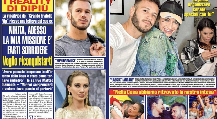 Matteo Diamante scrive una lettera a Nikita Pelizon: la reazione della vincitrice del Grande Fratello Vip preview