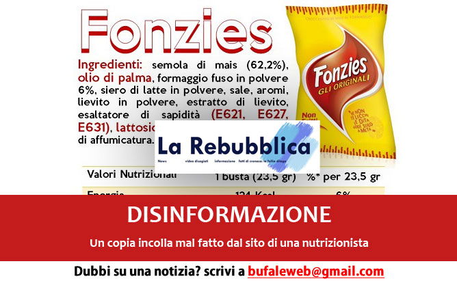 Disinformazione Shock Patatine Fonzies Fatte Con Materie Prime Scadenti E Non Salutari Bufale Net Bufale