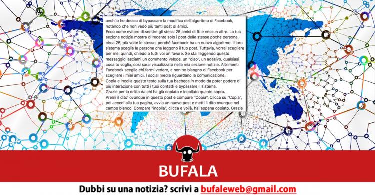Bufala algoritmo Facebook