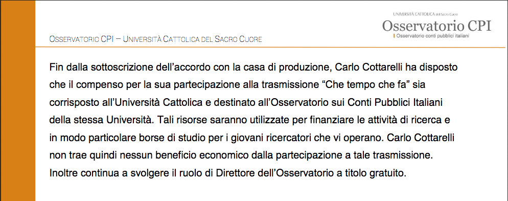Il comunicato dell'Università Cattolica relativo ai 6.500 euro