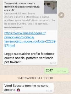 Terremotato muore