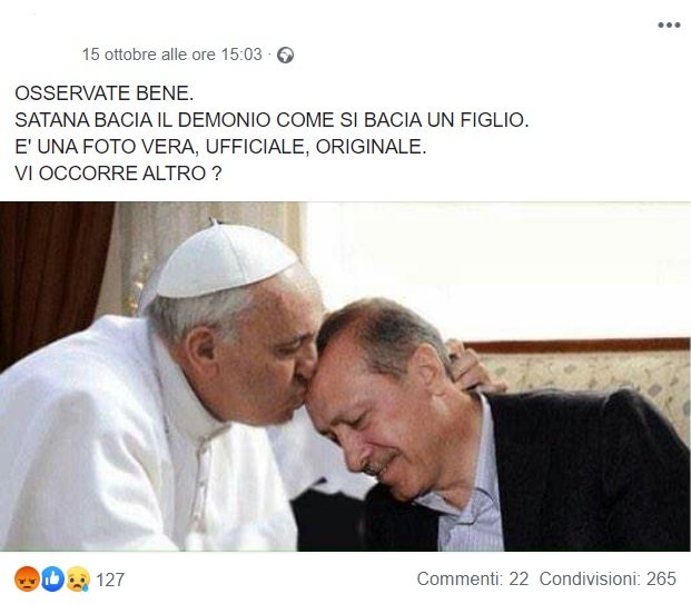 foto fake papa francesco bacia erdogan