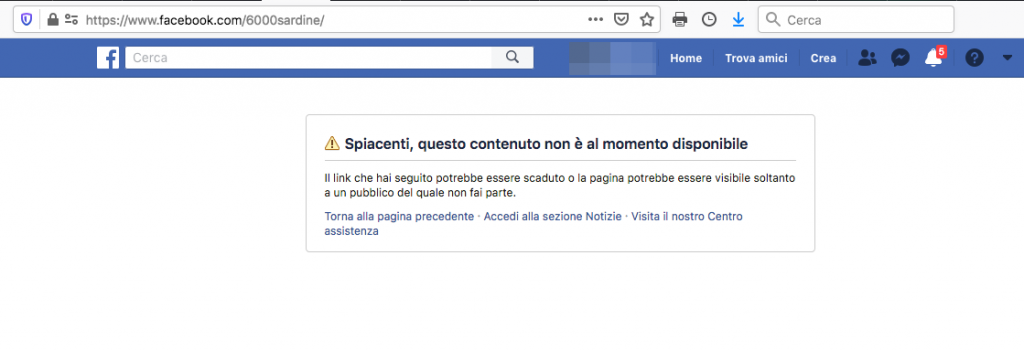 Oscurata la pagina delle 6000sardine: ad ora sconosciuto il motivo