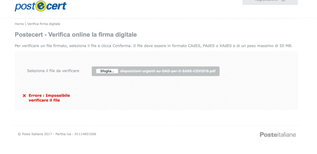 Il risultato dell'analisi sul documento