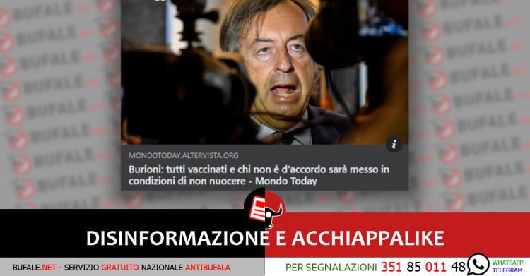 DISINFORMAZIONE E ACCHIAPPALIKE burioni minaccia i novax