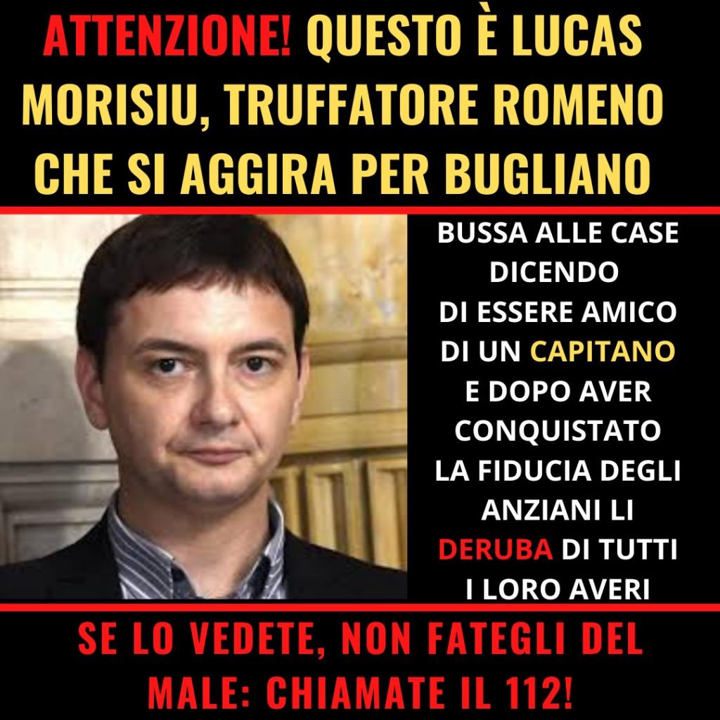 Bugliano: avvistato il noto truffatore rumeno Morisiu