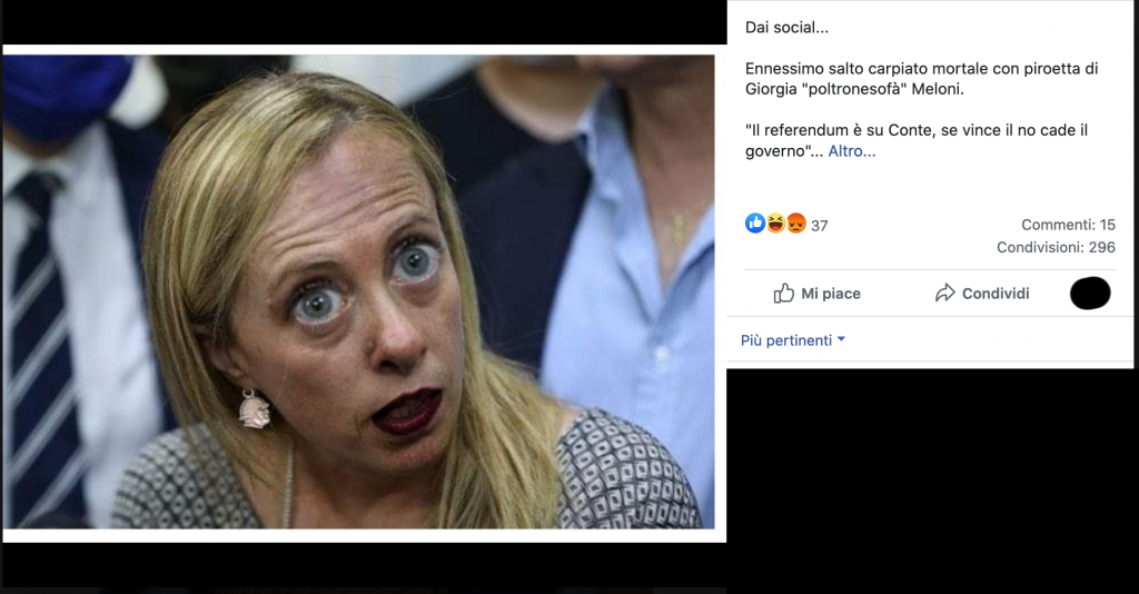 La Meloni con orecchini raffigurante Mussolini (sic!) - Le origini del Fake