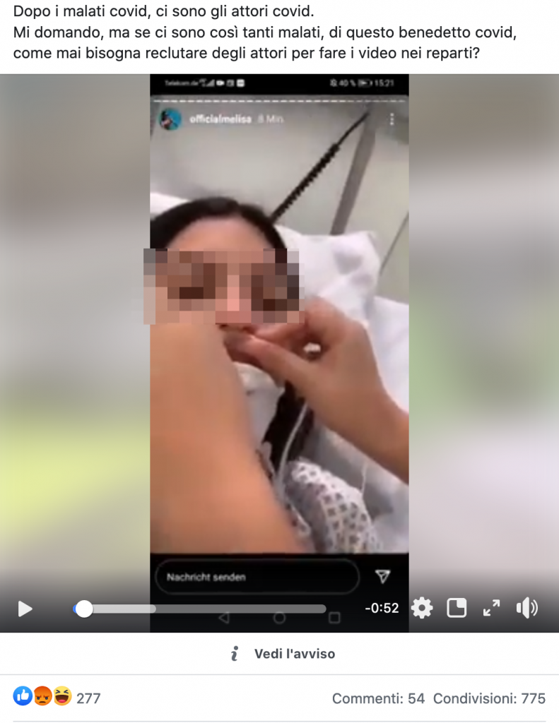 Dopo i malati covid, ci sono gli attori covid. Mi domando, ma se ci sono così tanti malati, di questo benedetto covid, come mai bisogna reclutare degli attori per fare i video nei reparti?