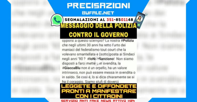 PRECISAZIONI messaggio della polizia contro il governo mask