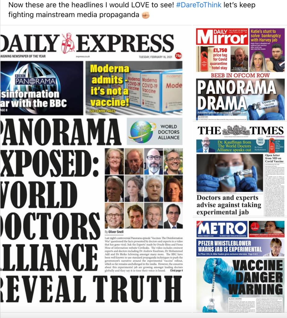 I principali quotidiani britannici contro i vaccini