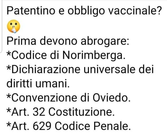 "Patentino e obbligo vaccinale? Prima devono abrogare la Convenzione di Oviedo", le bufale bignami