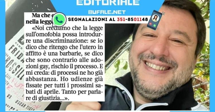 Gaffe di Salvini sul testo della legge Zan: "Se sono ...