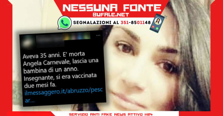 nessuna fonte morte di angela carnevale e il vaccino mask