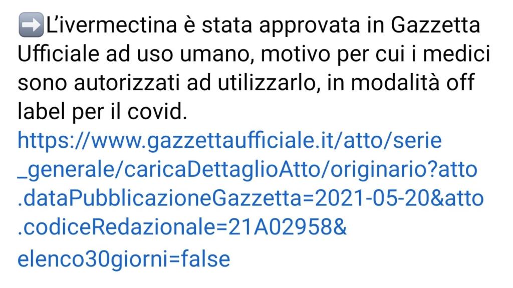 L'Ivermectina è stata approvata in Gazzetta Ufficiale per uso umano... ma *non* per il COVID19