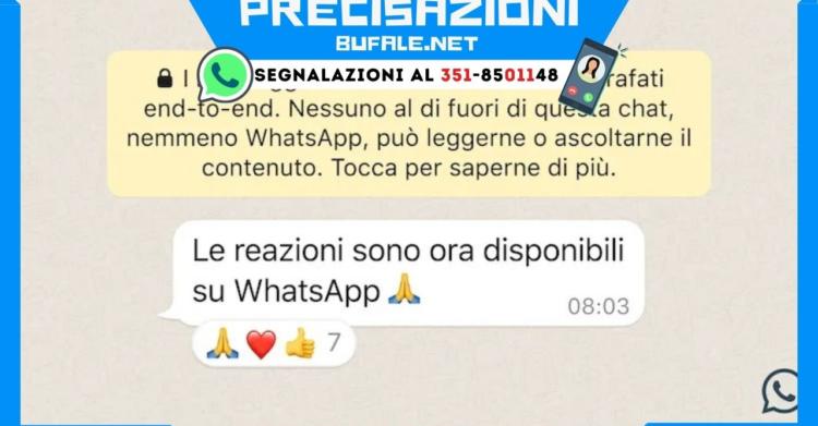 come mettere reazioni WhatsApp