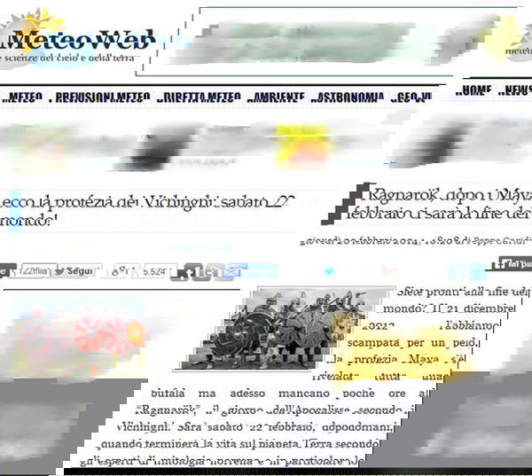 Fine del mondo: sabato 22 febbraio