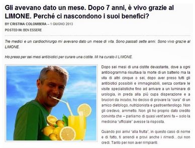 Gian Paolo, “vivo grazie al limone”