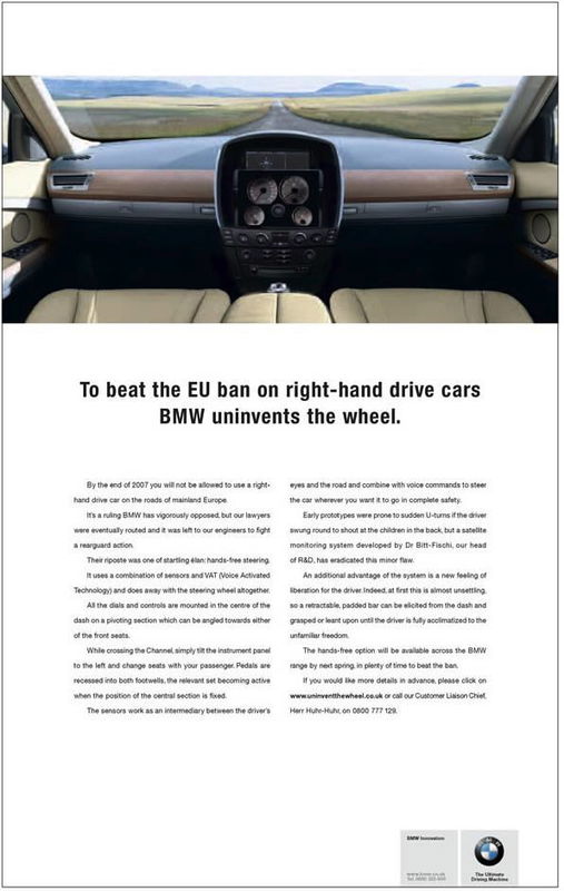 BMW e l’auto senza volante a destra