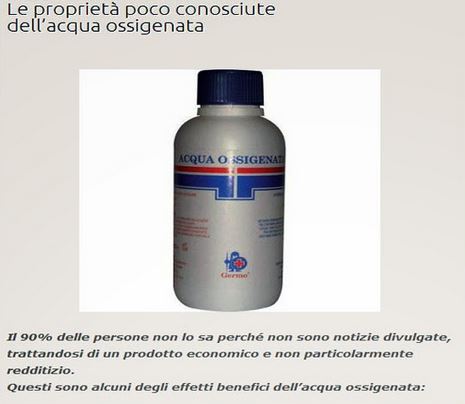 L’acqua ossigenata panacea di tanti mali?