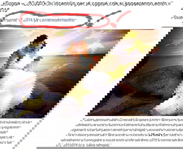 25000 euro “se ti sposi entro il 2015”