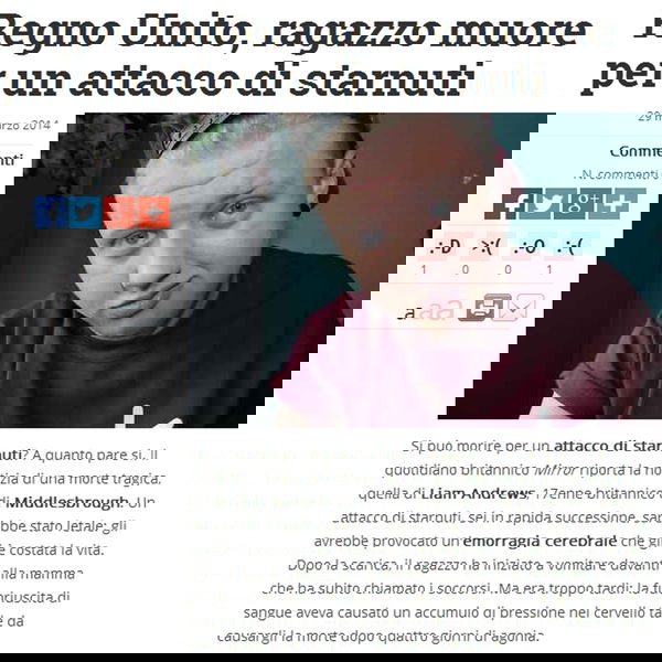 Morire per colpa di uno starnuto