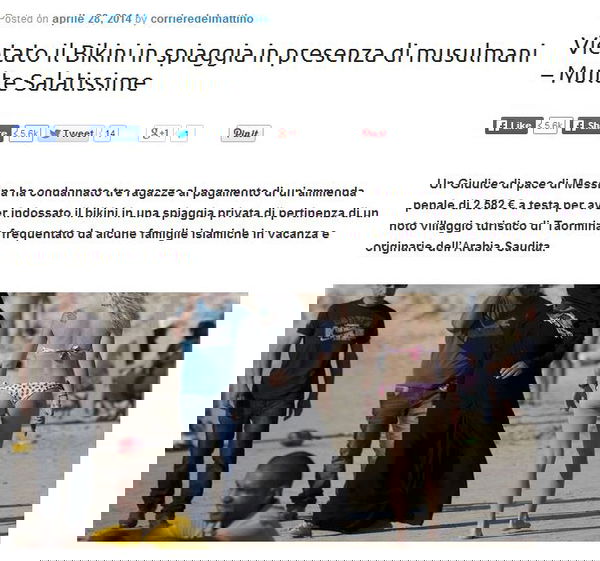 Bikini vietato dove ci sono musulmani