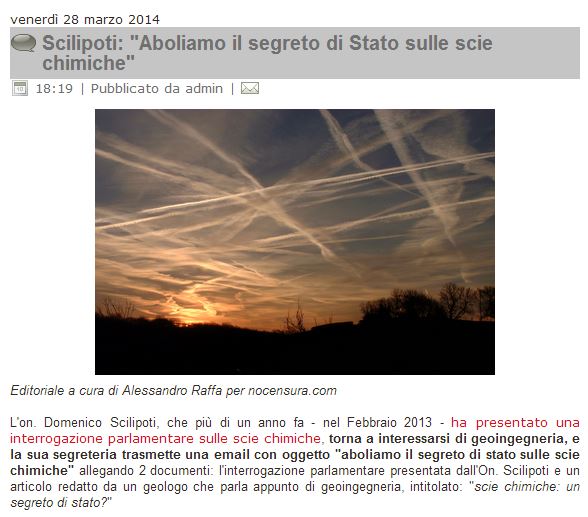 Le scie chimiche in Parlamento 3: la vendetta