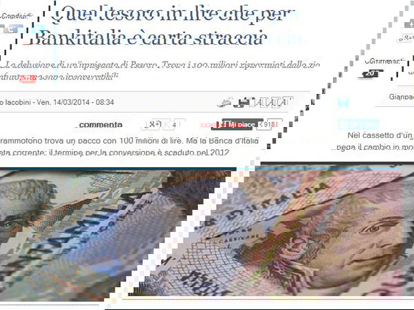 “Milioni di lire sotto al materasso”