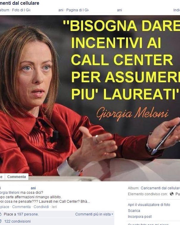 La Meloni e i call center… article-post