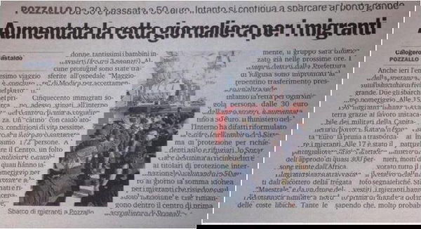 La retta giornaliera agli immigrati di Pozzallo