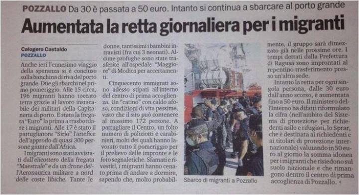 La retta giornaliera agli immigrati di Pozzallo article-post