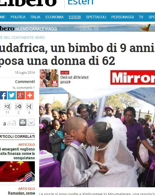Bimbo di 9 anni sposa donna di 62… article-post