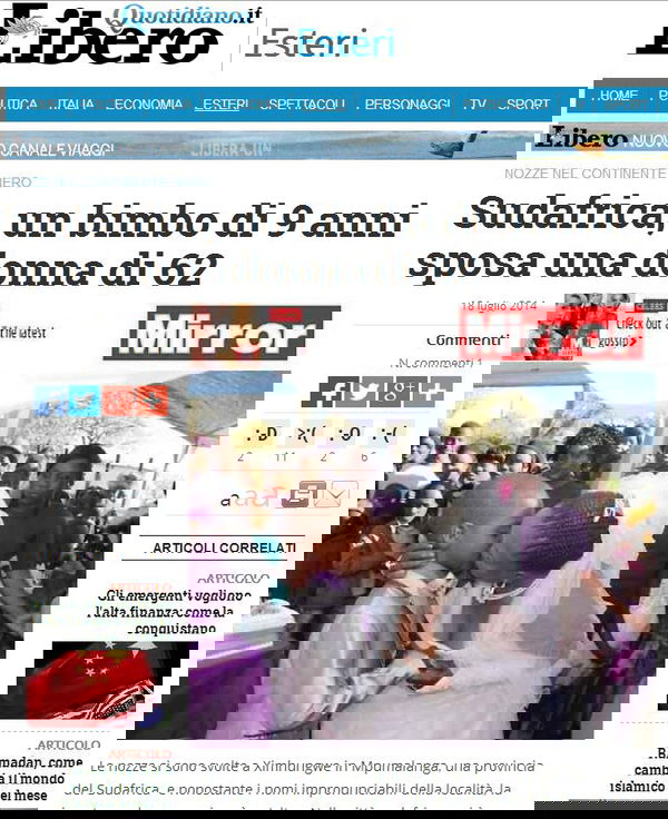 Bimbo di 9 anni sposa donna di 62…