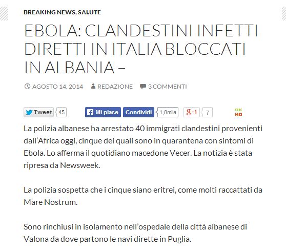 Io denuncerei anche VoxNews e Newsweek – Ebola, la saga continua