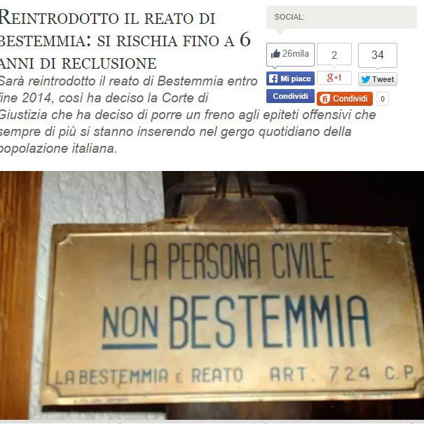 Reintrodotto il reato di bestemmia? article-post