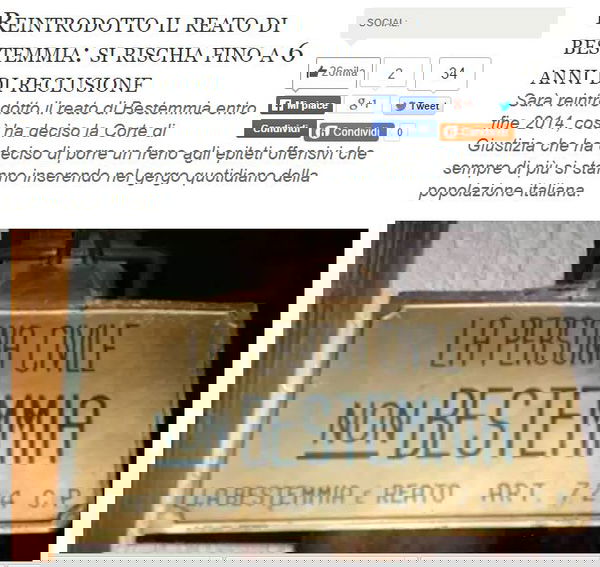 Reintrodotto il reato di bestemmia?