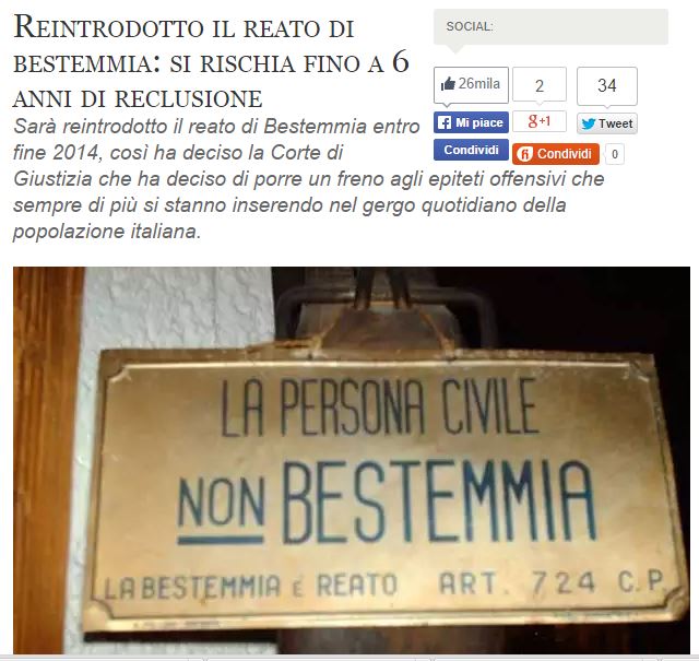 Reintrodotto il reato di bestemmia? article-post