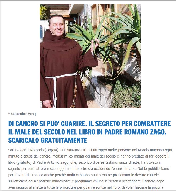 Il segreto della ricetta di padre Romano Zago article-post
