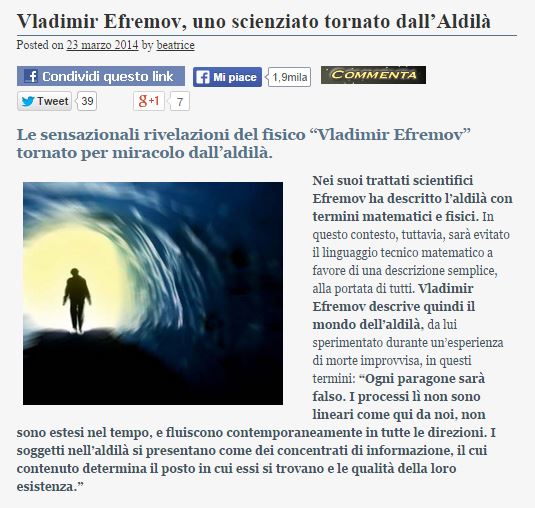 Vladimir Efremov e la vita oltre la morte