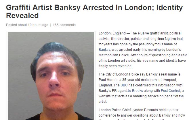 Banksy, arrestato? No è Bufala! article-post
