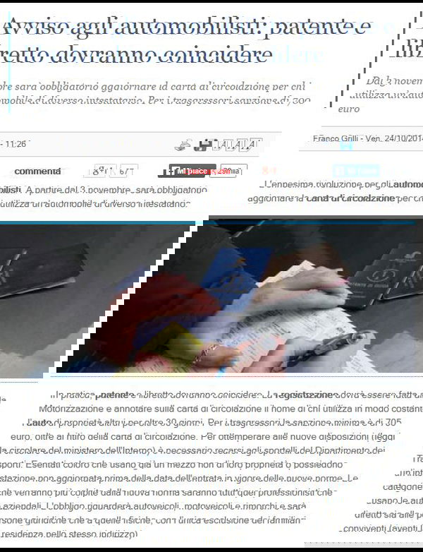 Stessi nominativi per patente e libretto