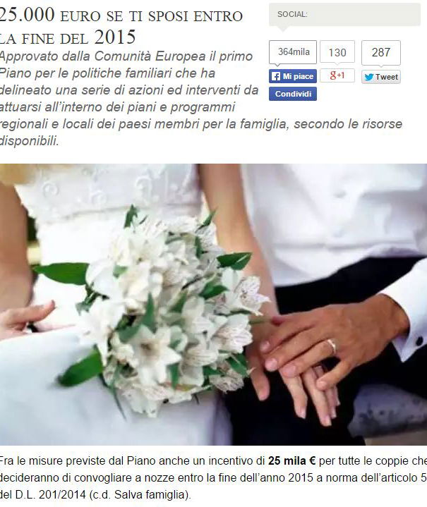 25mila euro se celebri il tuo matrimonio entro il 2015 article-post