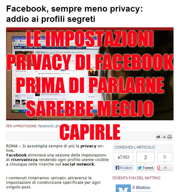 Le impostazioni della privacy su Facebook, again…