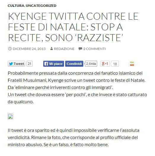 La Kyenge e il Natale article-post