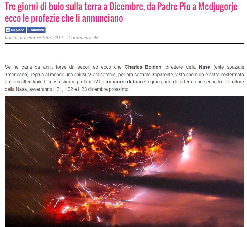 E verranno tre (o sei) giorni di buio… article-post