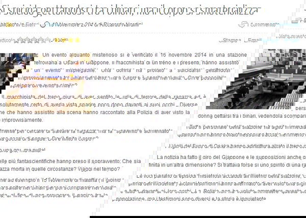 Si suicida o si smaterializza?