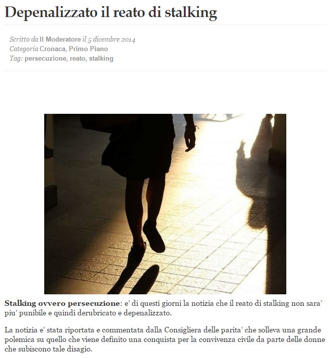 Depenalizzato lo stalking? article-post
