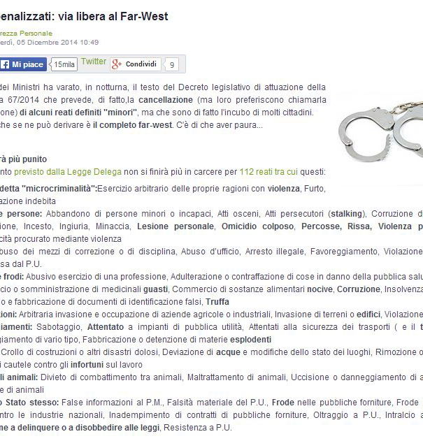 Ancora depenalizzazioni, e disinformazione! article-post