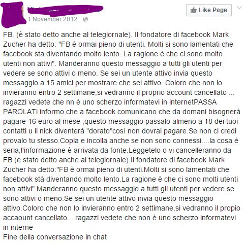 Facebook e gli utenti inattivi